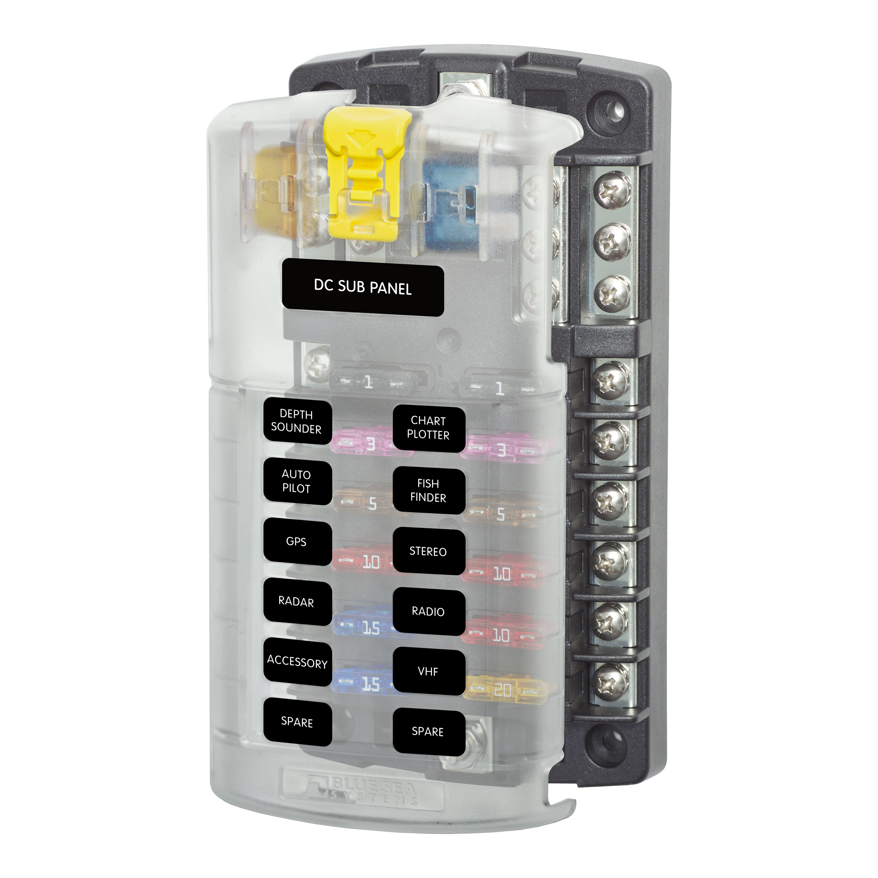 Blue Sea Systems ST Blade Fuse Block - 12 Circuits with Negative Bus and Cover - My Store