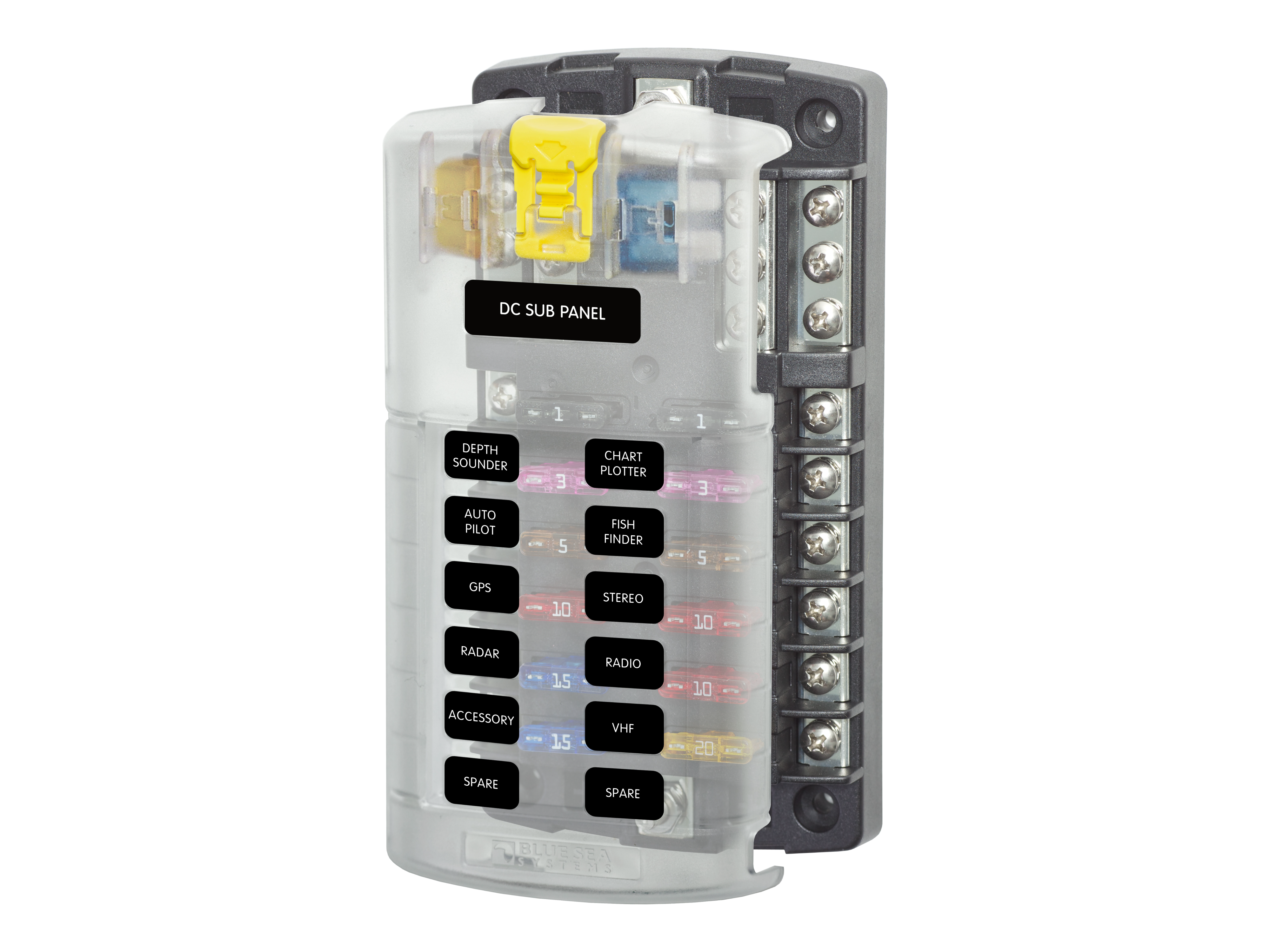 Blue Sea Systems ST Blade Fuse Block - 12 Circuits with Negative Bus and Cover - My Store