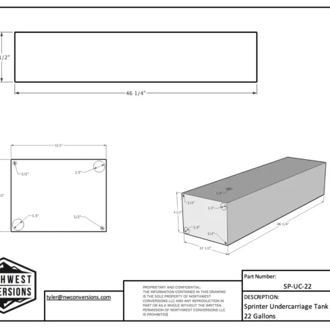 22-Gallon Mercedes Sprinter Driver Side Undercarriage Water Tank (SP-UC-22) - My Store