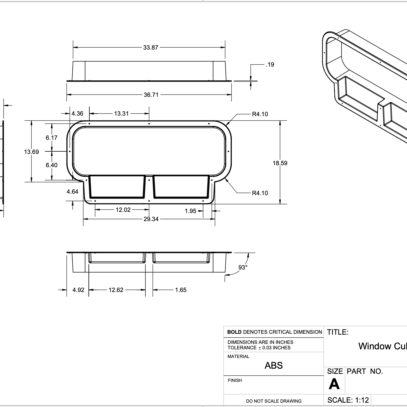 Mercedes Sprinter 10x33 Bunk Window Trim Ring with Storage Cubbies - My Store