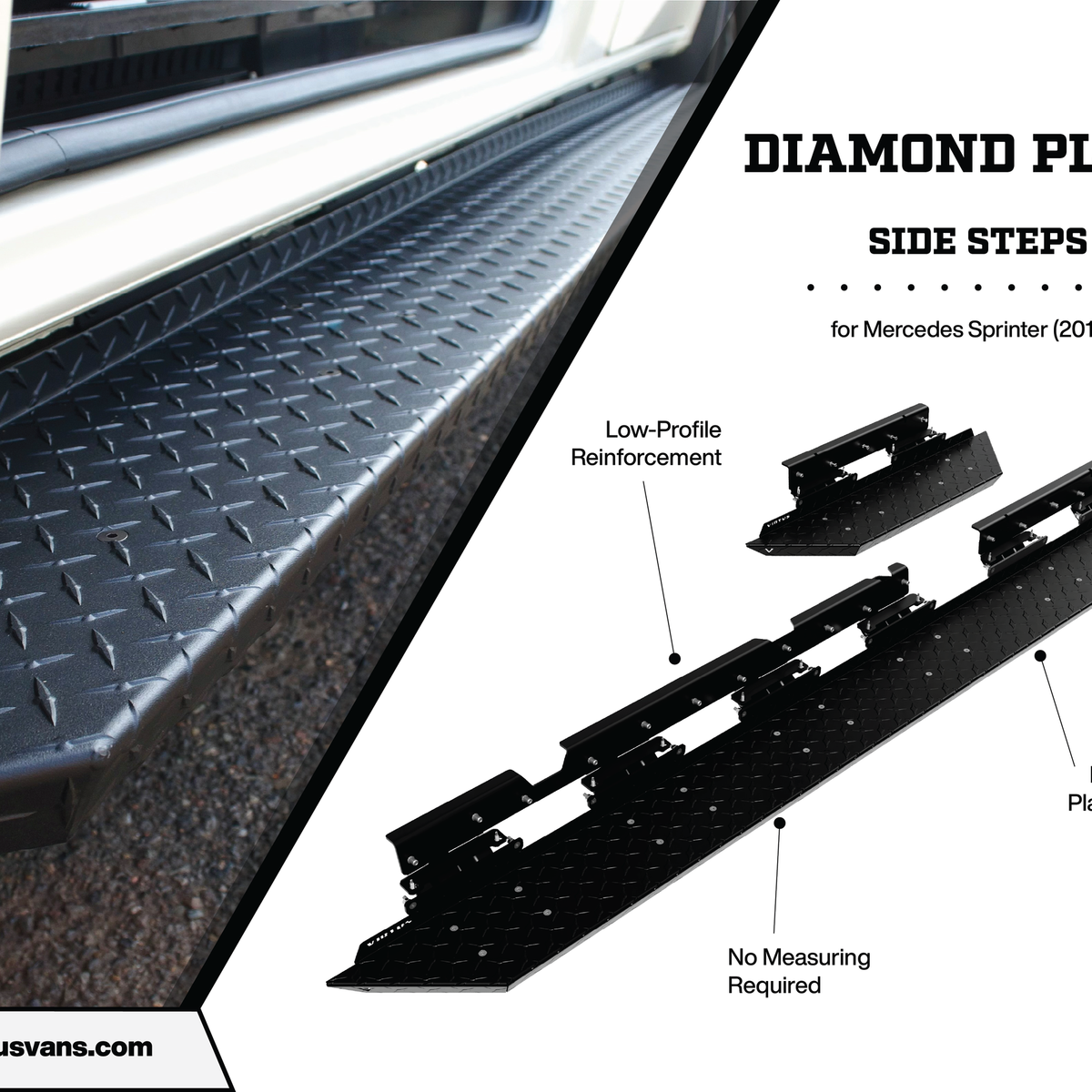 Black Diamond Plate Side Steps for Sprinter Vans (2019+) - My Store