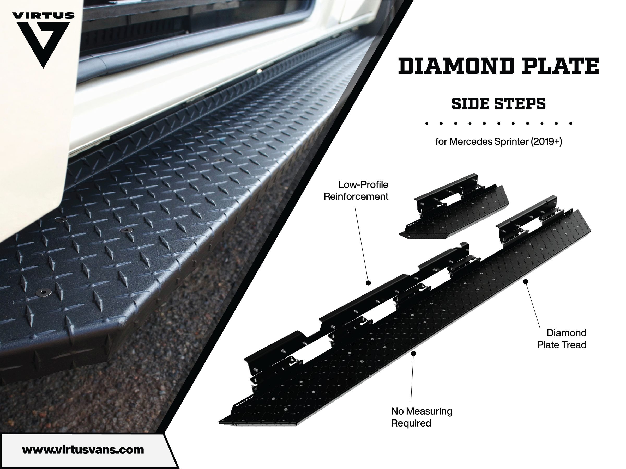 Black Diamond Plate Side Steps for Sprinter Vans (2019+) - My Store